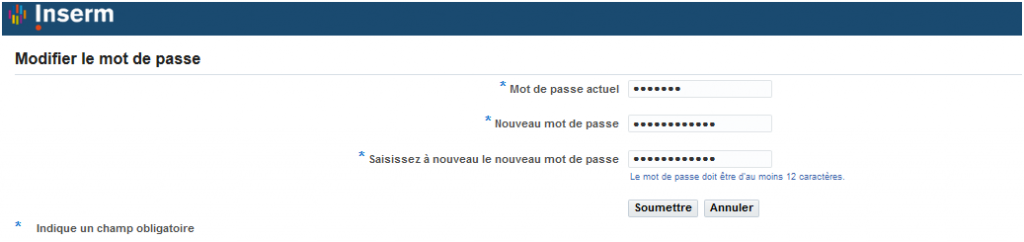 Safir : formulaire de saisie du mot de passe