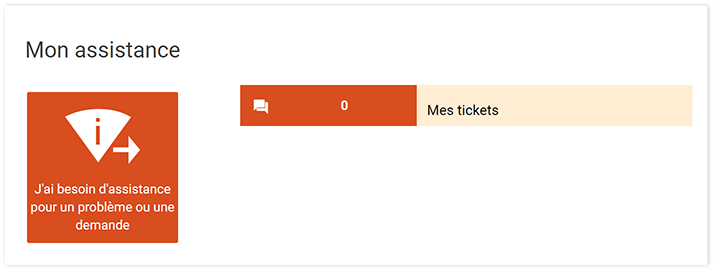 Interface du portail des nervice numériques : demande d'assistance