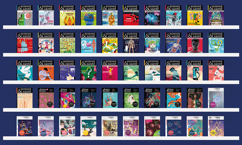 Alignement des 50 couvertures du magazine de l'Inserm