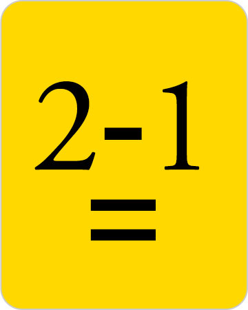 2-1 = (sur fond jaune).