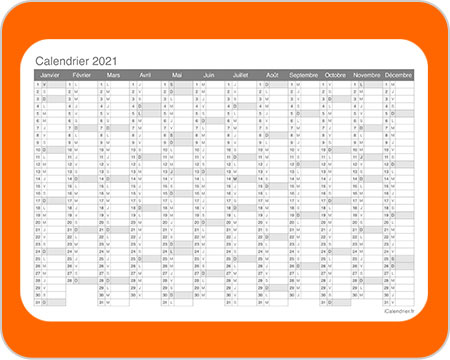 Calendrier annuel.